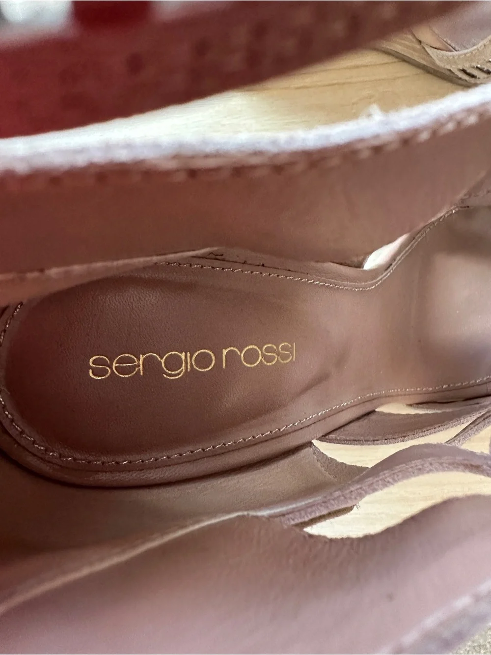 Sergio Rossi Blush Laser-Cut Peep-Toe Wedge Sandals